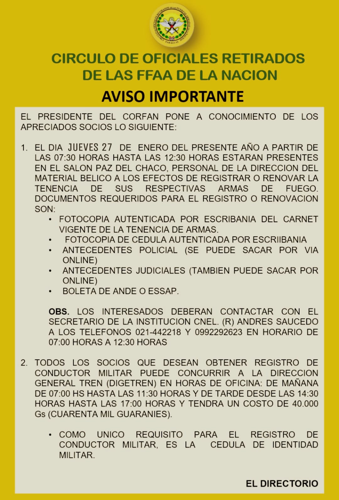 RenovaciÃ³n o RegistraciÃ³n de Tenencia de Armas